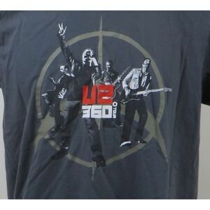 U2 360 Tour Tshirt Bad Cities on Back Gray 100% Cotton Size Medium